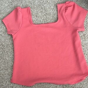 LULAROE Square Neck Short Sleeve Top in Coral Pink